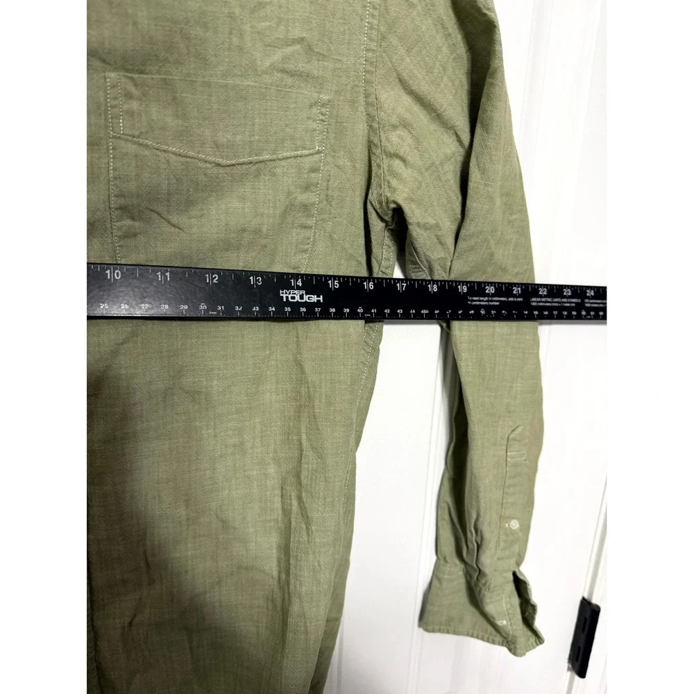 J. Crew Button Down Shirt Mens XS Olive Green Slim Fit Organic Cotton Long Sleev